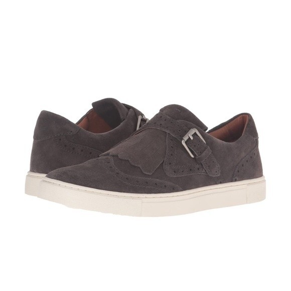 Frye Gemma Kiltie Smoke Gray Suede Oxford Wingtip Loafer Fashion Sneaker - Picture 1 of 11